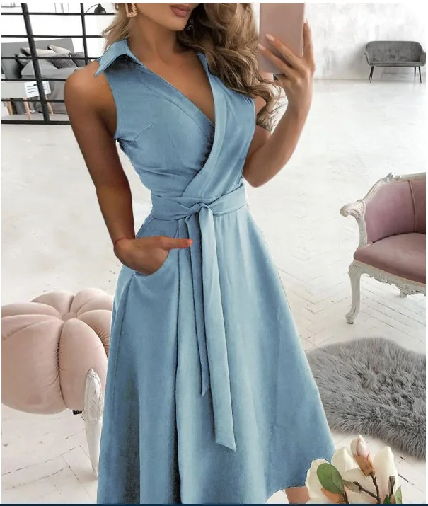 Dabourfeel Summer New Sexy Deep V-neck Strap Dresses Women Sleeveless High Waist Party Club Dress Solid Color Long Midi Dress boho dresses