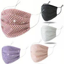 Reusable Bright Mask Valentine's Day Female Black White Silver Crystal Rhinestone Net Red Explosion Shiny Bling Bling Decoration
