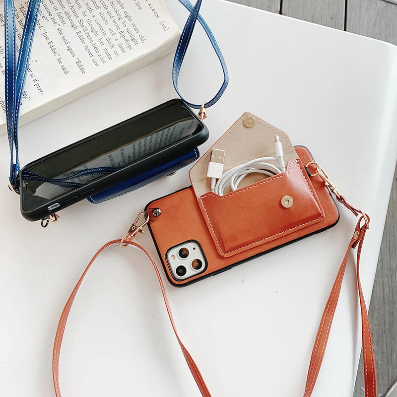 Crossbody Card Pocket Wallet Case For iPhone 11 Pro Max 6 6s 7 8 Plus Leather Strap Back Cover For iPhone X XR XS Max Phone Case Crossbody Card Pocket Wallet Case For iPhone 11 Pro Max 6 6s 7 8 Plus Leather Strap Back Cover For iPhone X XR XS Max Phone Case
