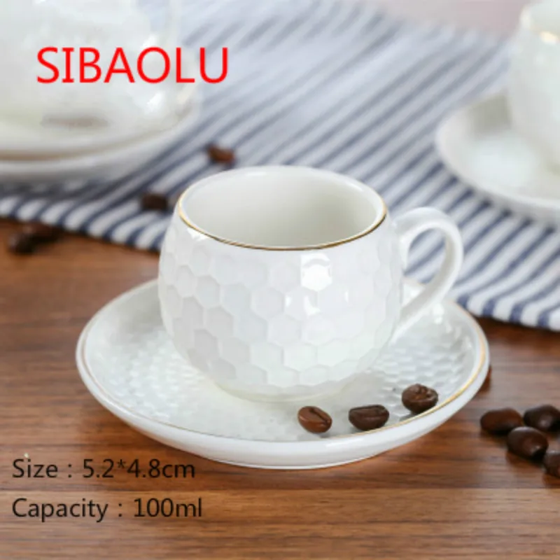 

Exquisite Creative Ceramic Coffee Cup and Saucer European Simple Phnom Penh Coffee Cafe Household Tea Cup Small Capacity Cup