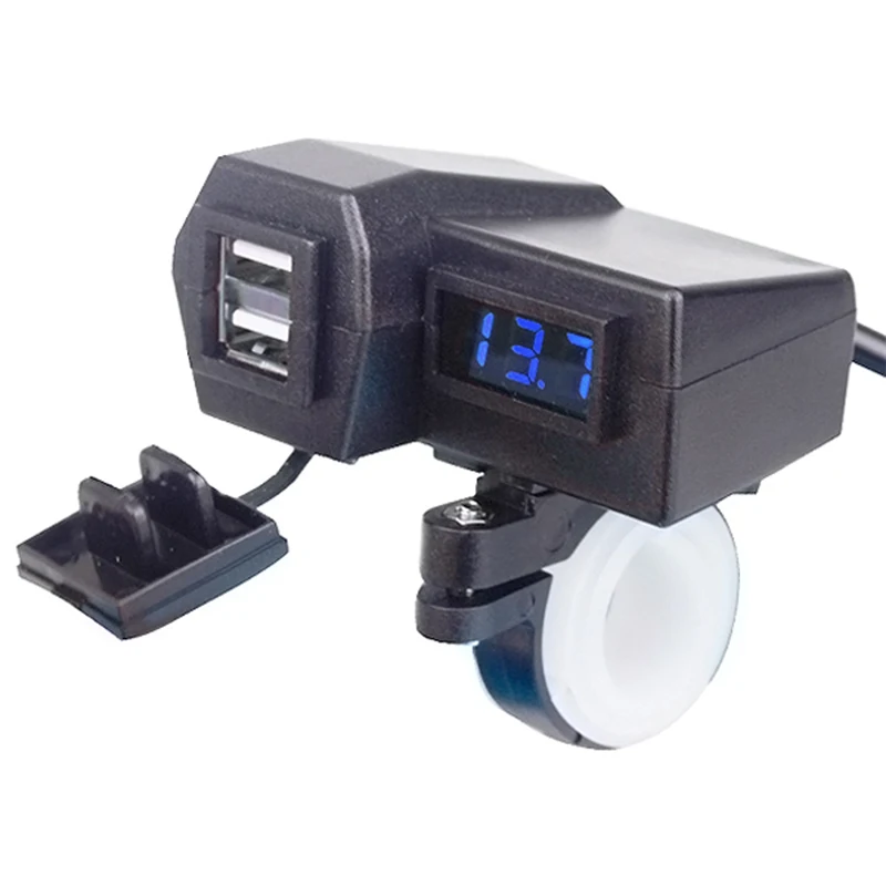 EAFC мотоциклетное двойное USB зарядное устройство 12 В 3.1A Moto 2.1A+ 1A 12 В до 5 В 15 Вт USB зарядное устройство с вольтметр светодиодный дисплей розетки