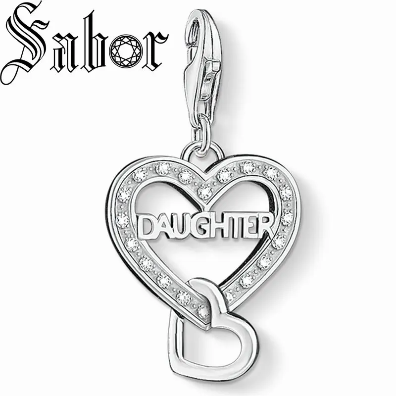 

Hearts Daughter Charm,Europe Style Charm Jewelry For Women Gift Sterling Silver Fit Bracelet Necklace thomas