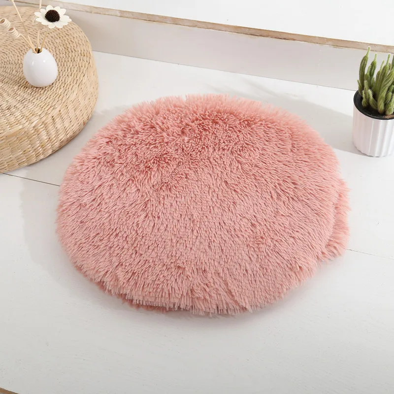 Title 13, Round Pet Dog Bed Mat Long Plush Soft Fluffy Pe...