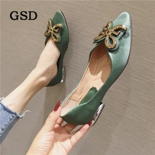 New Arrivals Fashion Ladies Flats Women Shoes Bow-knot Comfortable Pointed Toe Flat Shoes Woman Green Casual Boat Shoes