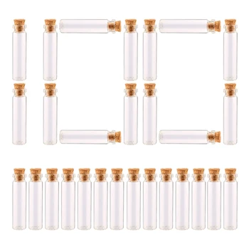 

60-100 Pcs/set 12 x 45MM 3ML Mini Glass Decoration Bottles Empty Sample Jars with Cork Stoppers for DIY Craft Decor- Transparent