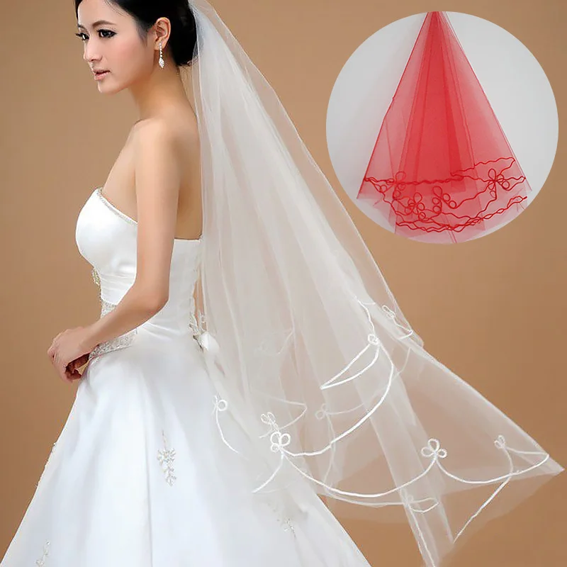 Applique-Patchwork-Trim-Wavy-Solid-Color-Bridal-Veil-1-5M-Single-Layer-Women-Short-Sheer-Mesh