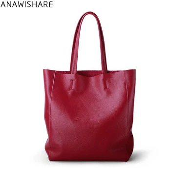 

ANAWISHARE Women Handbag Genuine Leather Shoulder Bag Cowhide Real Leather Bags Ladies Totes Cow Leather Handbags Bolsa Feminina