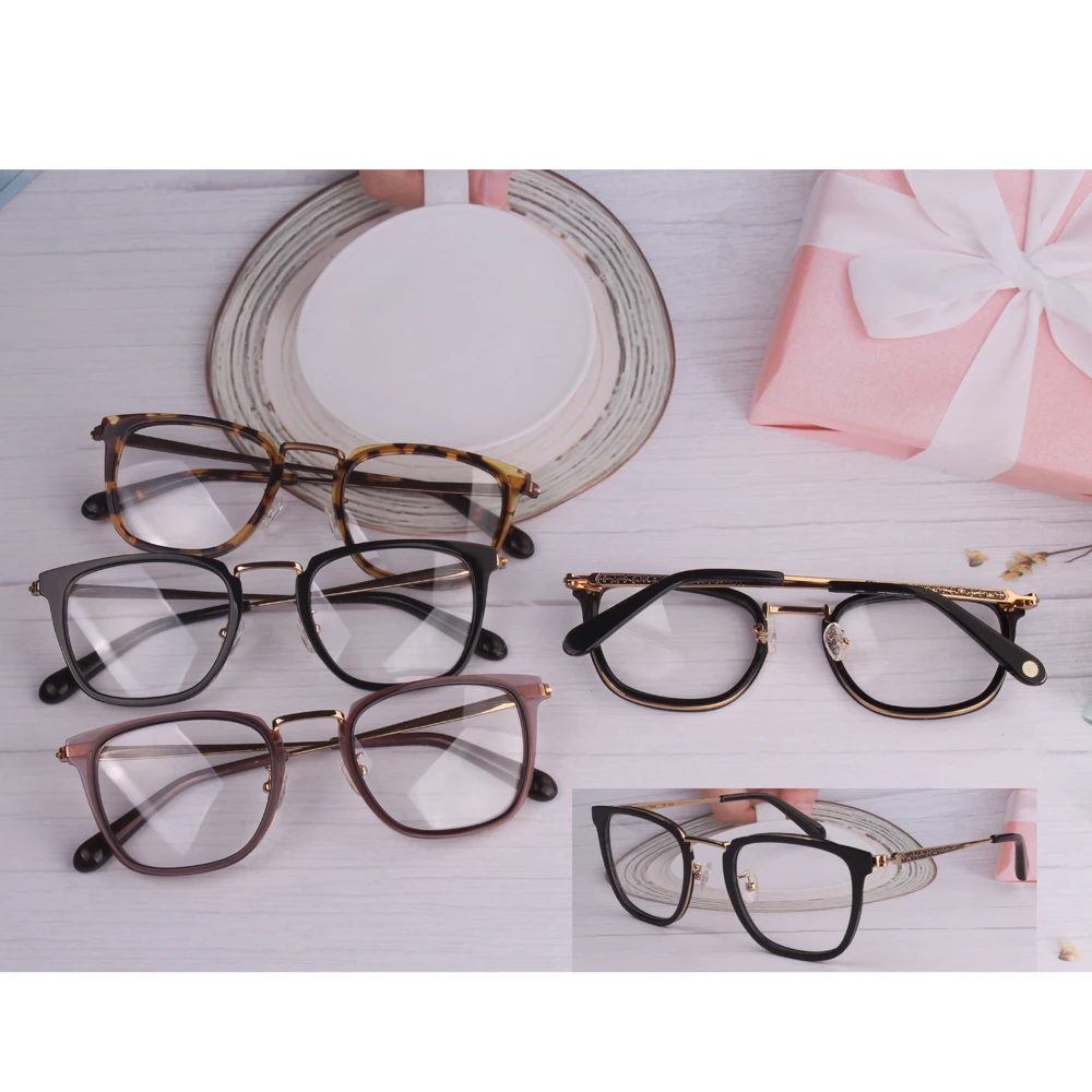 

wholesale promotion high quality New branded designer acetate business glasses women old men vintage computer transparent brown