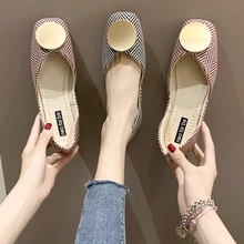 Г., новые модные тонкие туфли с квадратным носком женская летняя обувь в Корейском стиле на плоской подошве удобная женская обувь с закрытым носком