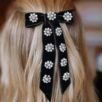 

New fashion temperament rhinestone flower bow tassel hairpin street shooting dance personality hairpin 776