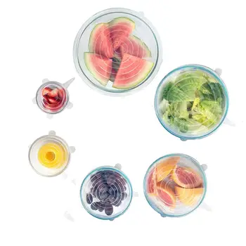 

6pcs Silicone Lid Stretch Lids Universal Silicone Bowl Pot Lid Silicone Cover Pan Cooking Food Fresh Cover Kitchen Accessori