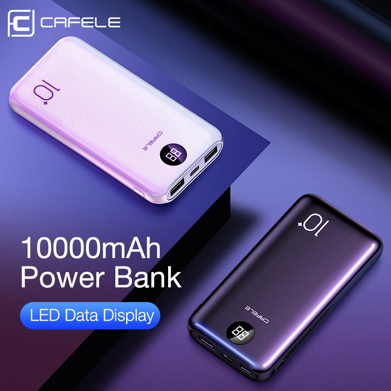 

CAFELE 10000mah Power Bank LED Display Powerbank External Battery Dual USB Portable Charger Charging PoverBank for Xiaomi Huawei