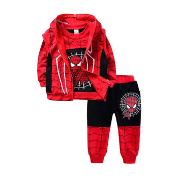 

Boys Clothes Top+Vest +Pants 3Pcs Autumn Spring Batman Spiderman Sport Suits Toddler Kids For Girl Clothes Children Costume Sets