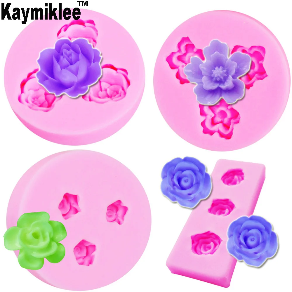 

Kaymiklee M-C066 4 шт. новая форма для цветов розы DIY 3D помадка торта шоколад мастика силиконовые инструменты для украшения торта на день рождения
