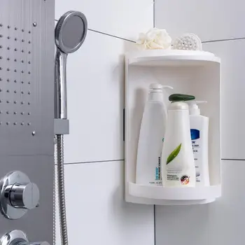 

Bathroom corner shelf kitchen toilet rotating shelf triangle wall mounted storage rack locker corner