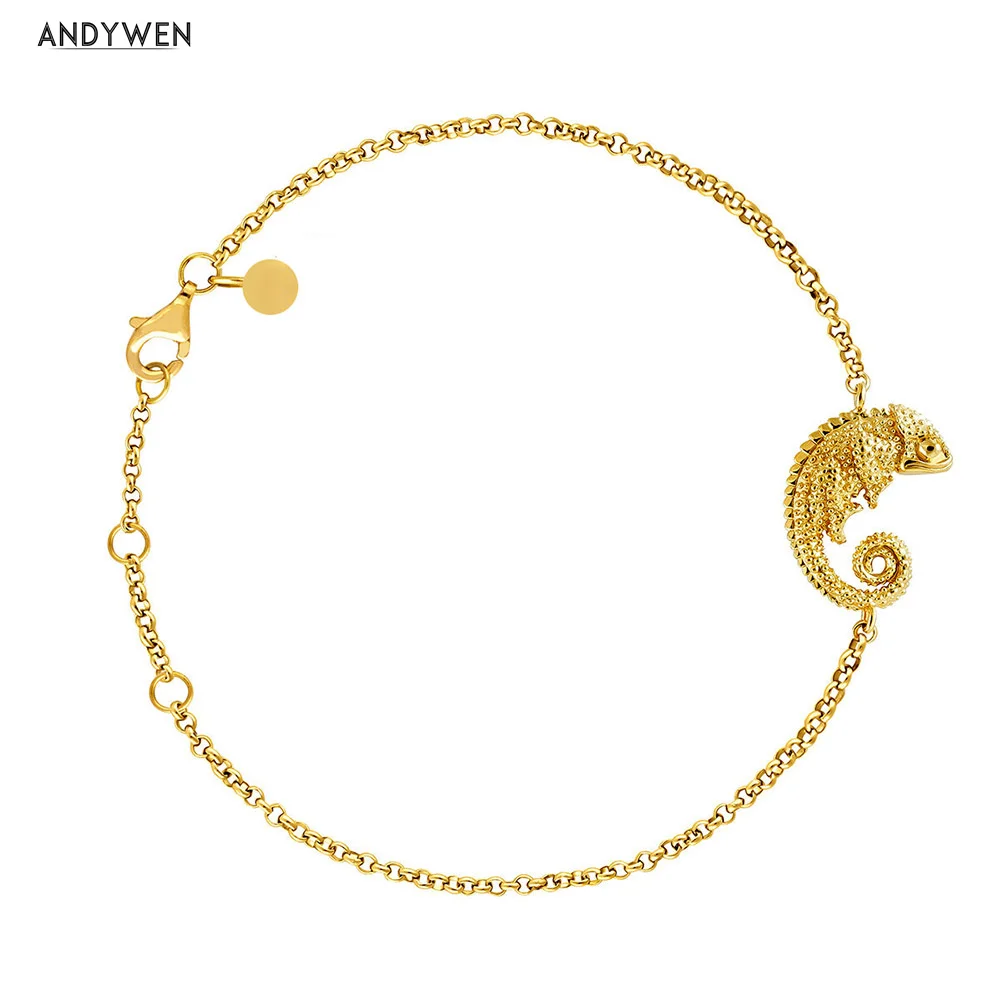 ANDYWEN новинка 2020 года браслет из стерлингового серебра 925 пробы золотистый