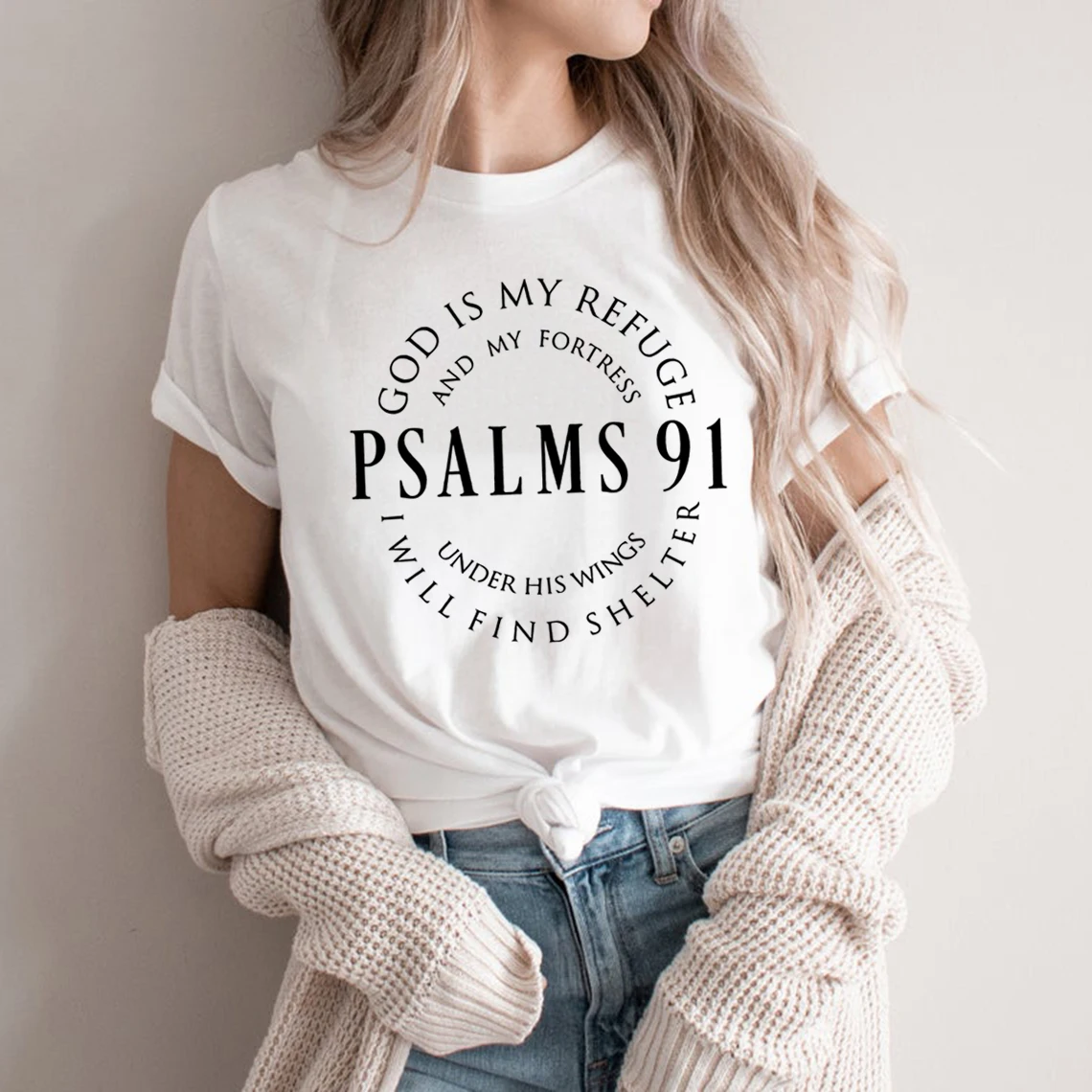 cristianas de Dios es mi refugio, Salmos 91, camisa religiosa de Jesús, Hymn, camisetas de de Jesús para mujer - AliExpress Ropa de mujer