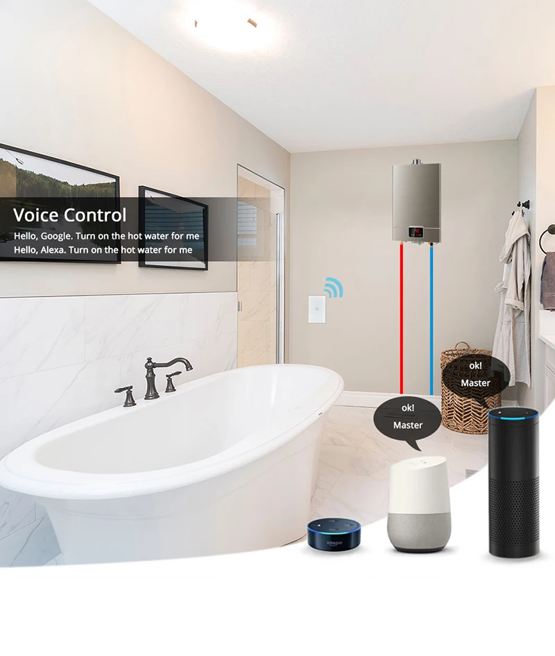 WiFi умный бойлер водонагреватель Smart Life Tuya приложение дистанционное управление Amazon Alexa Google IFTTT Голосовое управление стеклянная панель