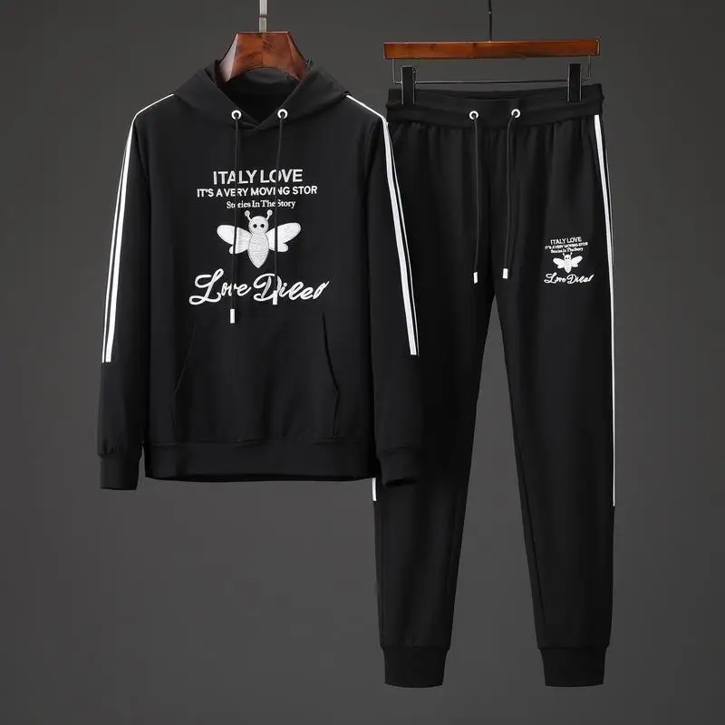 

Men Sportswear Hoodies Suit Bees Embroidery Clothes Slim Tracksuits Sweatshirts Mens Track Suits Set Ropa Para Hombre Casual