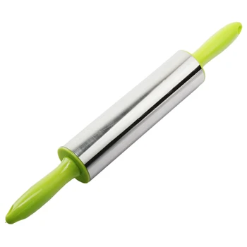 

1Pc Stainless Steel Fondant Rolling Pin Cake Decoration Dough Roller Plastic Round Handle Baking Tools