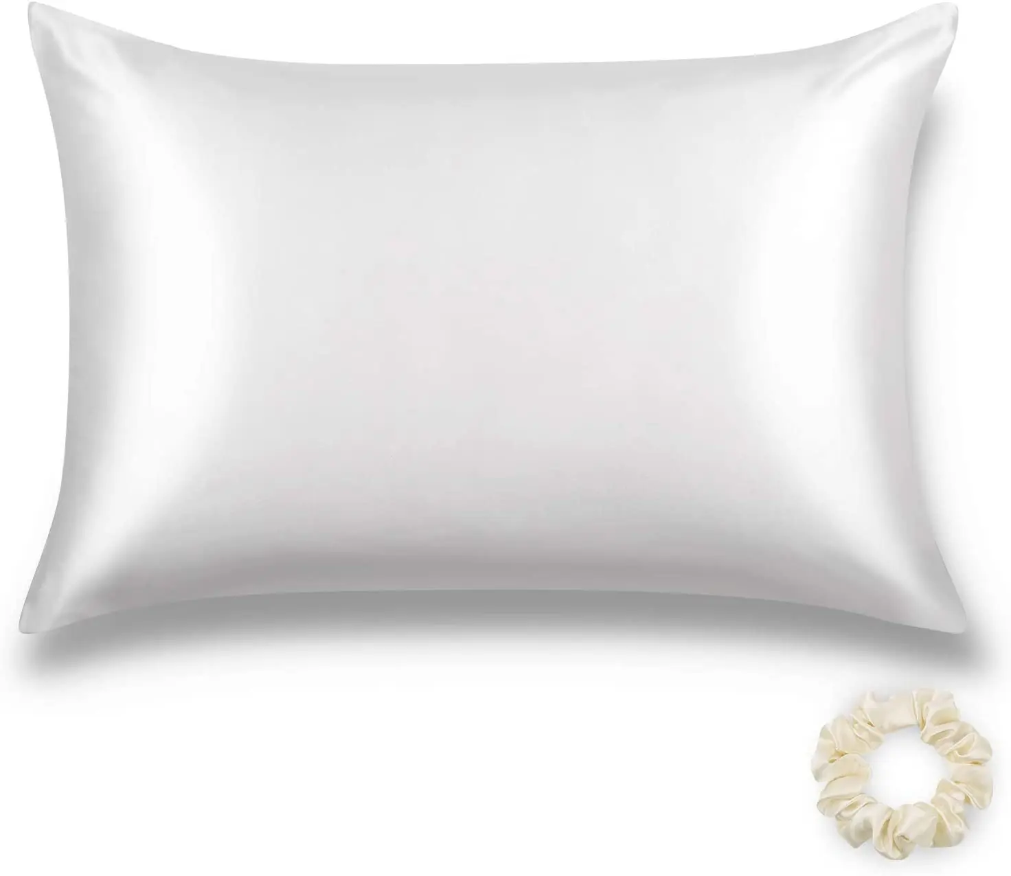 

JuwenSilk 100 Percent Mulberry Silk Natural Silk Pillowcase, Hypoallergenic, 19 Momme Hidden Zipper with 1pc scrunchie