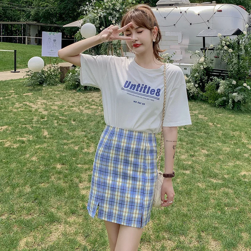 korean style Plaid a line High Waist mini skirt Women 2020 Student Chic Short Skirts Fashion Streetwear Harajuku Skirts