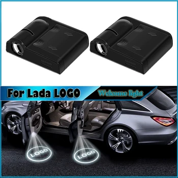 

2pcs NEW Fashion Car Accessories Wireless LED Auto Car Door Welcome Logo Light Laser Projector Ghost Lamp For Lada Car styling