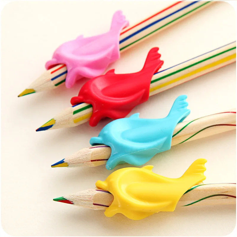 

5 Pcs Silicon Dolphin Fish Style Writing Posture Wobi Correction Children Students Pencil Pen Holder New Arrival