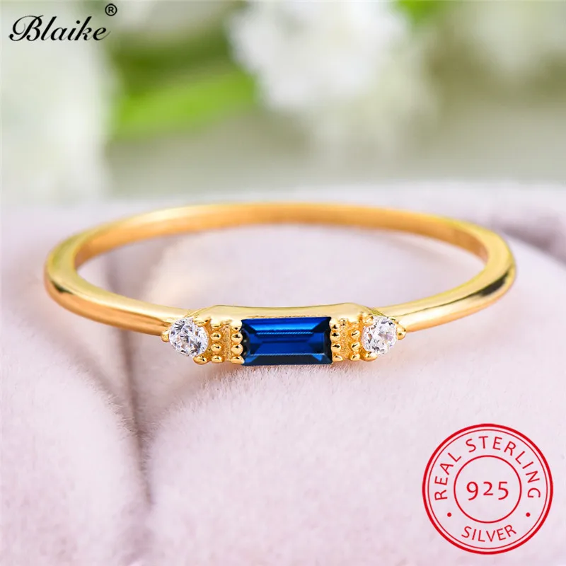 925 Sterling Silver Wedding Rings For Women Minimalist Thin Ring Stacking Small Rectangle Zircon Promise Engagement Jewelry | Украшения и
