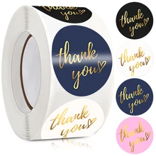 

1Inch Round Gold Foil Thank You Stickers 4 Colors Gift Packaging Decor Mailer Seal Sticker Stationery Sticker for Small Business