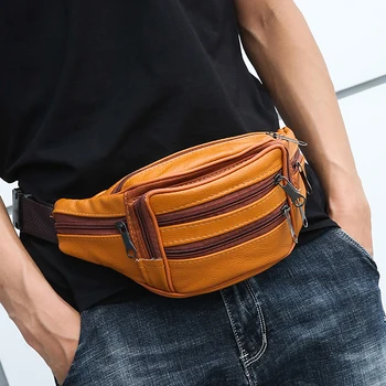 

LKEEP Brand Fashion Men Genuine Leather Waist Packs Men Organizer Travel Waist Pack Necessity Waist belt Mobile Phone Bag