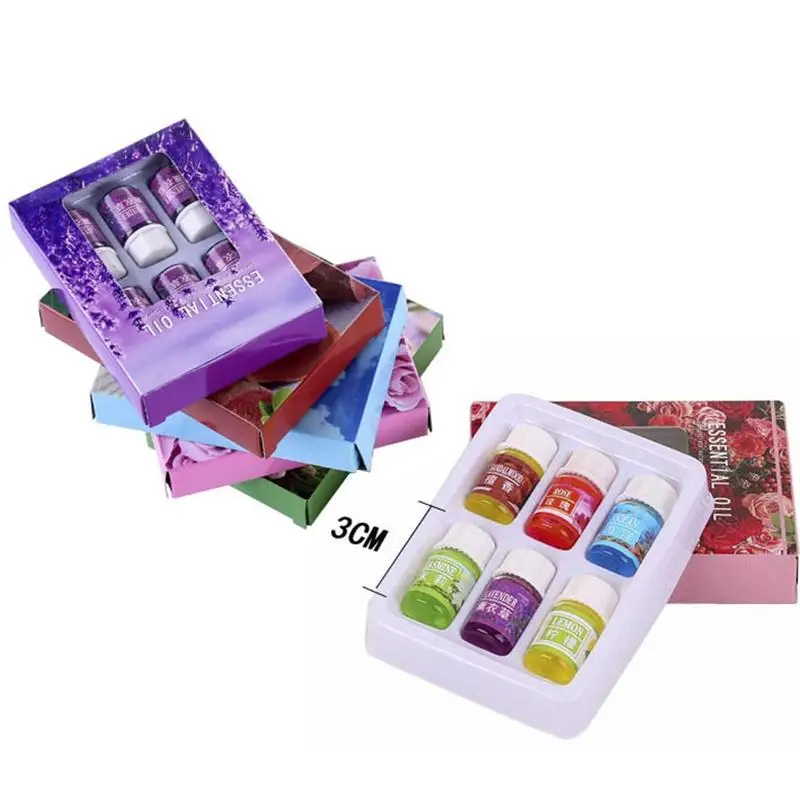 6pcs/set Pure Herbal Essential Oils Aromatherapy Diffusers Massage Relax Fragrances Oil Rose Lavender Lemon Essential Aroma Oils