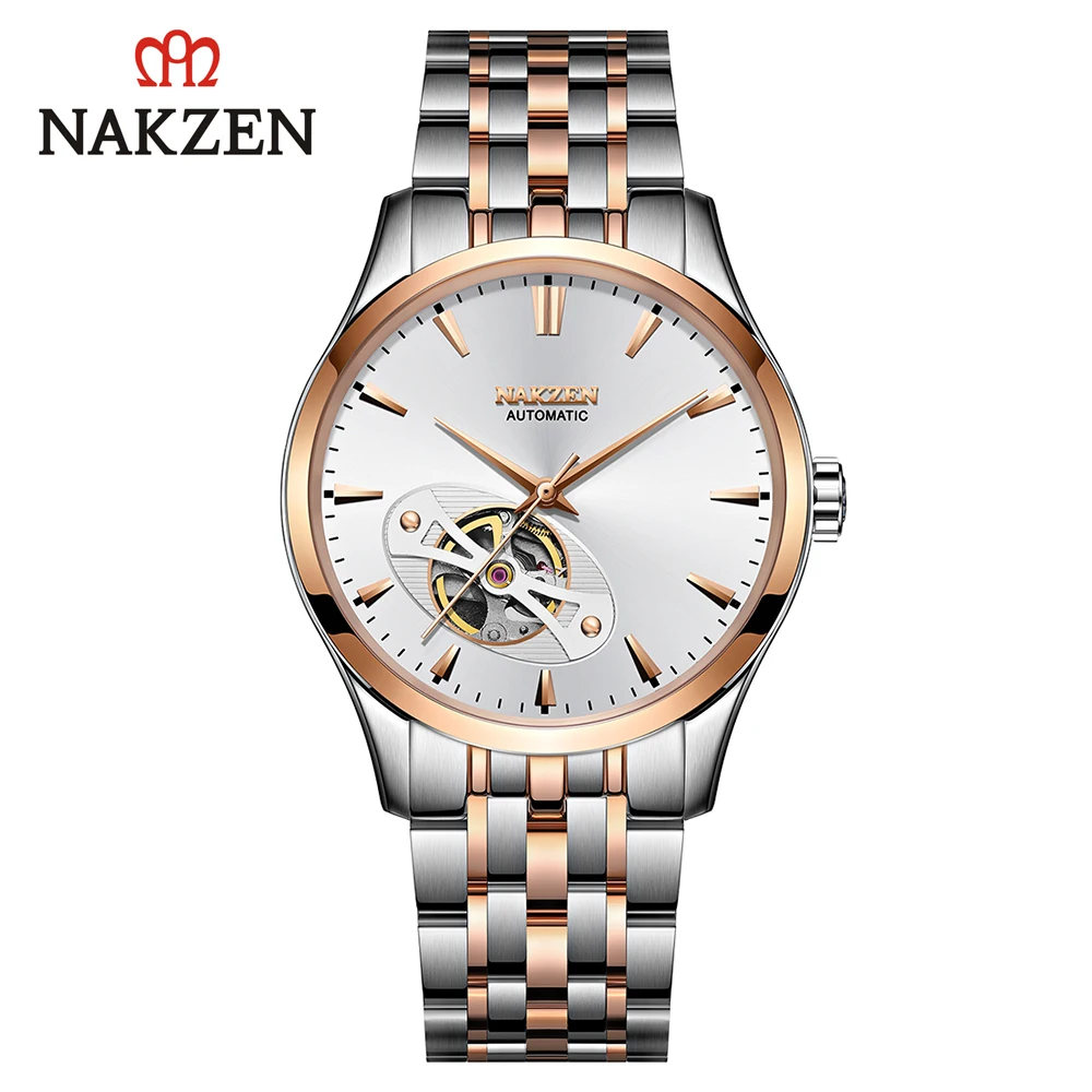 Nakzen Original Japanese Watch Business Men Automatic Mechanical Watch Stainless Steel Band High Quality Four Color Optional - Цвет: Золотой
