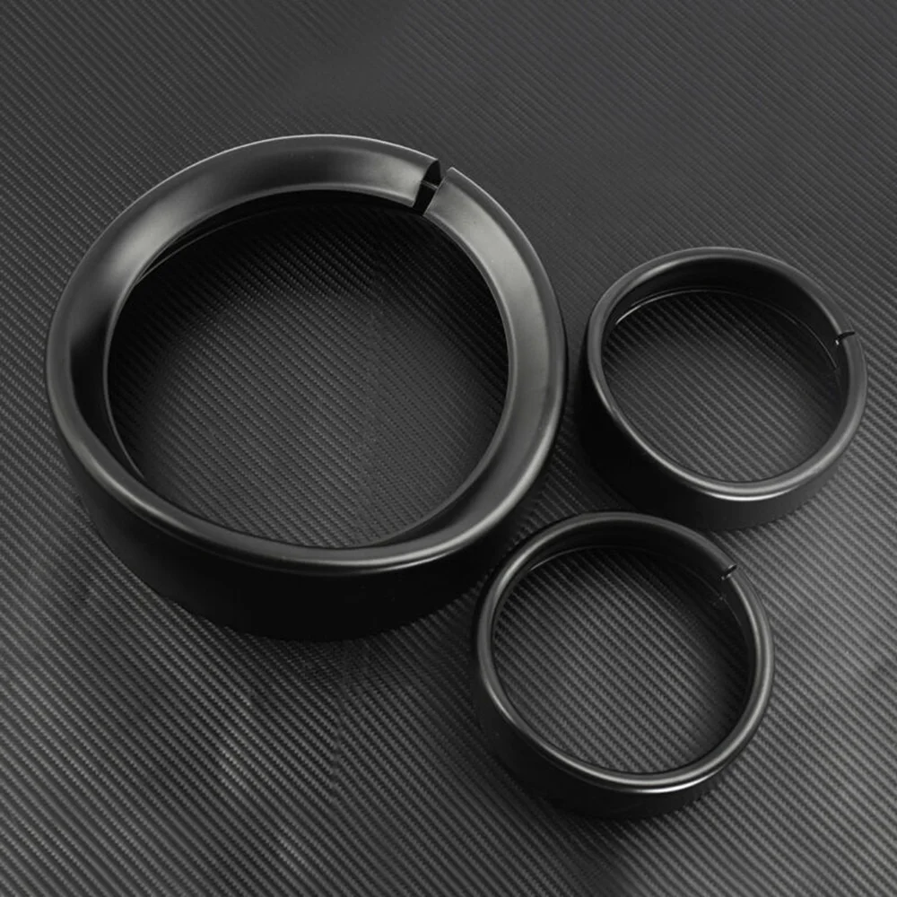 

3pcs Motorbike 7/4.5" Fog Lamp Light Protective Ring Cover Cap Metal Black Decoration Light Lamp Shade Motorcycle Accessories