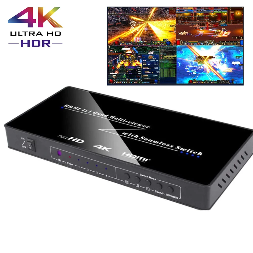 4X1 HDMI Multi-viewer HDMI Quad Screen Real Time Multiviewer with HDMI seamless Switcher function TV Wall Controller Support 4K