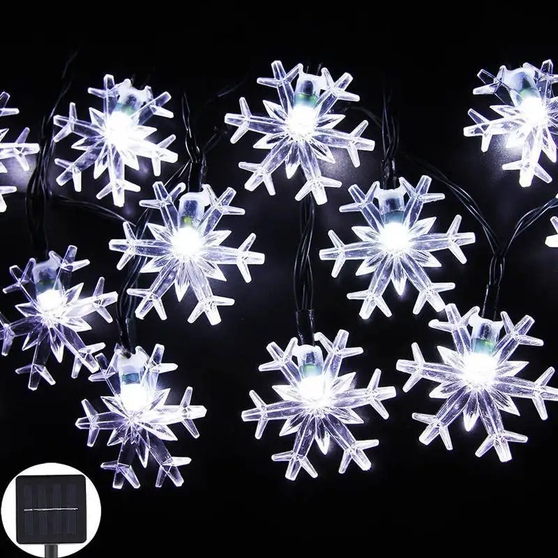 cold light 20 светодиодов, снежинка, солнечный светильник, для праздника, дома, вечерние, для сада, рождественской елки, украшение, гирлянда, лампа, уличный светильник - Испускаемый цвет: cold light