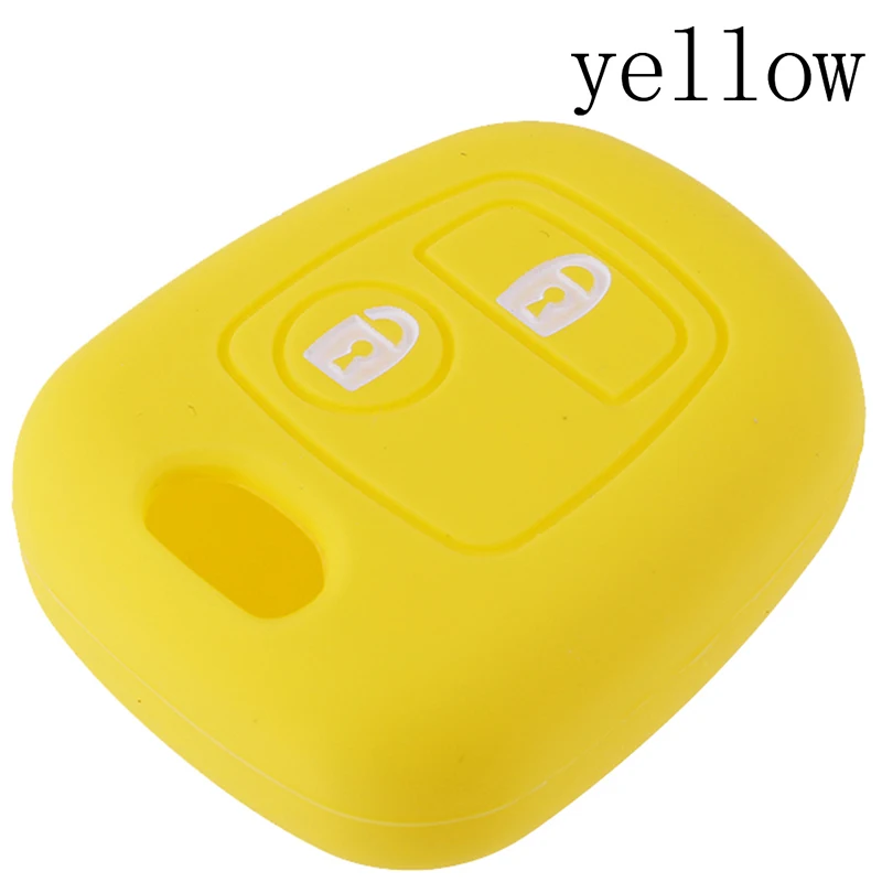 yellow 2 кнопки силиконовой резины автомобиля дистанционного ключа чехол для 107 206 307 207 408 ключ протектор держатель оболочки - Цвет: yellow