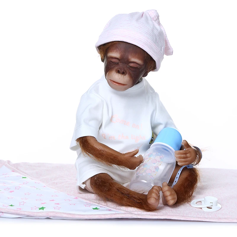 

20 Inch Realistic Macaco Baby Doll Toys Cloth Body Silicone monkey 52cm Soft Apes Reborn Dolls for girls Children Gift