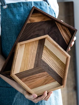 

Nordic household rectangular tray retro creative splicing tea table living room tea cup water cup inventory fruit plate