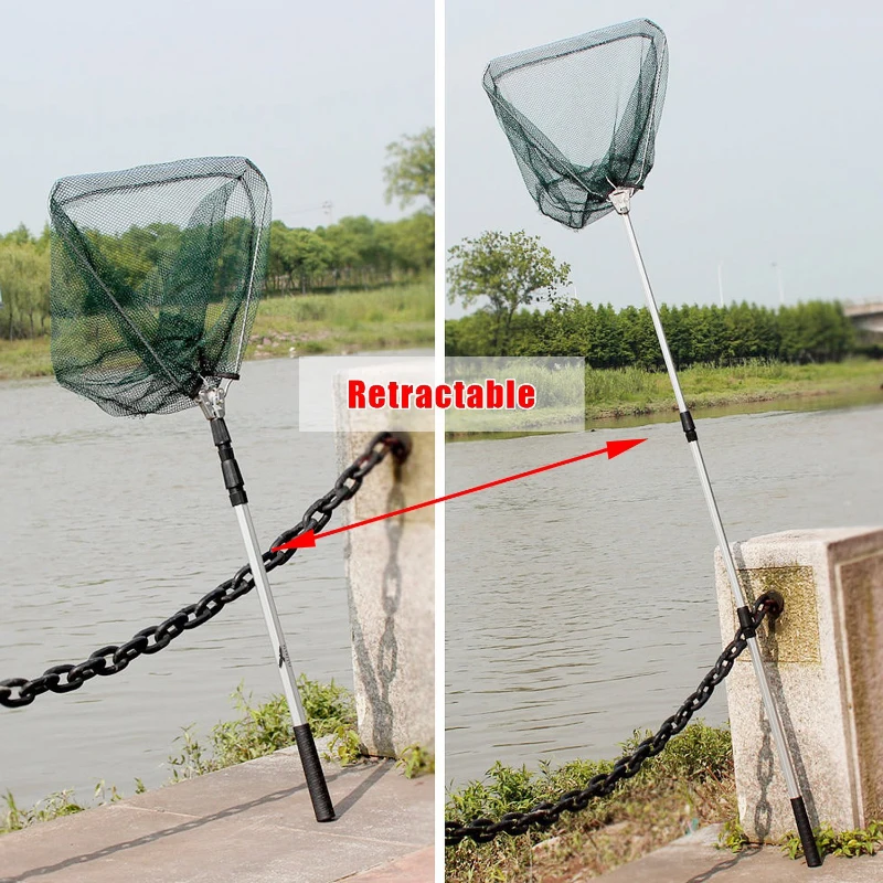Telescoping Fishing Landing Net Aluminum Alloy 190/130/55cm Retractable Fishing Folding Net Hand Net Pole Fishing Accessories