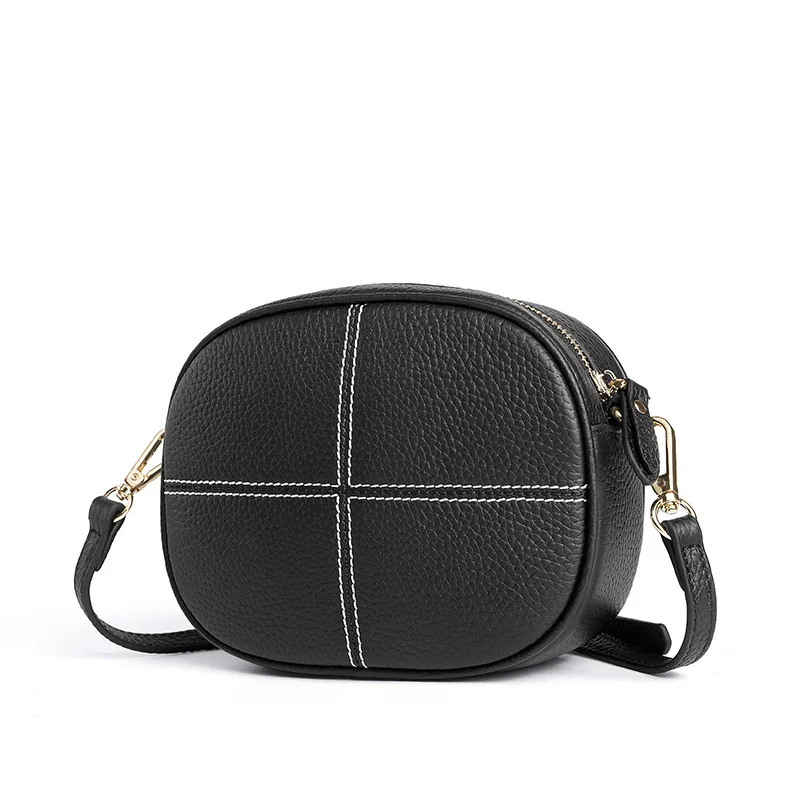 

First Layer Cowhide Messenger Bag WOMEN'S Bag 2019 New Style WOMEN'S Leather Bags Fashion Casual Versatile Cowhide Small round B