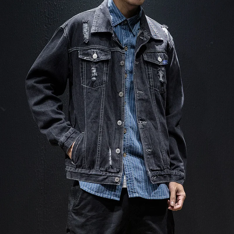 

Fashion trend casual big size men's autumn denim jacket