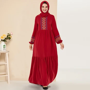 

Siskakia Women Long Dress Elegant O Neck Full Sleeve Maxi Dresses Ethnic Chic Floral Embroidery Arabian Clothes Autumn Fall 2019