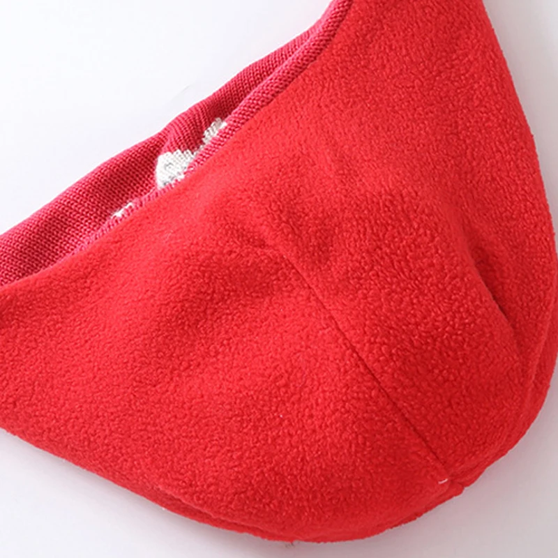 Детская шапка, зимняя шапка с ушками, флисовая вязаная теплая Красная шапка с помпоном в виде снеговика, хлопковый детский аксессуар для катания на лыжах