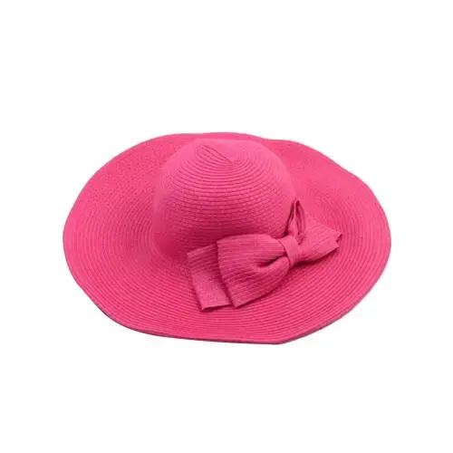 Rose Red Новая модная летняя соломенная Солнцезащитная шляпа с большими полями, однотонная Гибкая шляпа с широкими полями, летняя пляжная женская Соломенная Солнцезащитная шляпа с бантом - Цвет: Rose Red