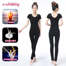 Adult Yoga Unitard Ballet Short Sleeve Full Body Tight Jumpsuit Ballet Dance Costumes Unitard One Piece Lycra Bodysuit