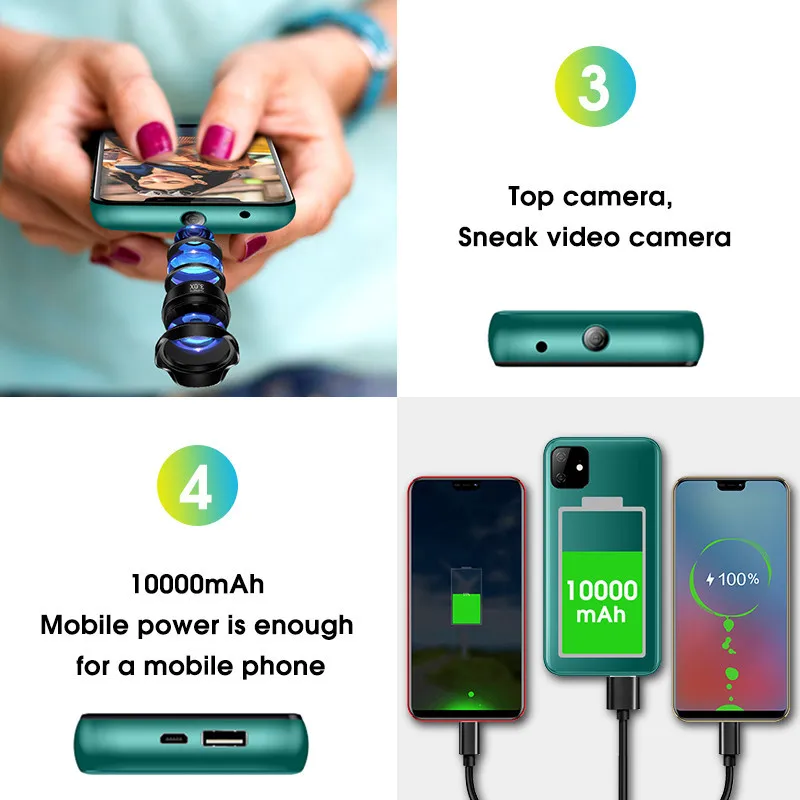 4G LTE внешний аккумулятор для смартфона 2 в 1 3 ГБ+ 32 Гб мобильный телефон Android 9,0 OTG 3 камера 10000 мАч 5," полный экран сотовый телефон