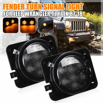 

2pcs Car LED Fender Turn Signal Lights Side Marker Indicator Lamps Amber For Jeep/Wrangler TJ YJ JK JL 1987-2018