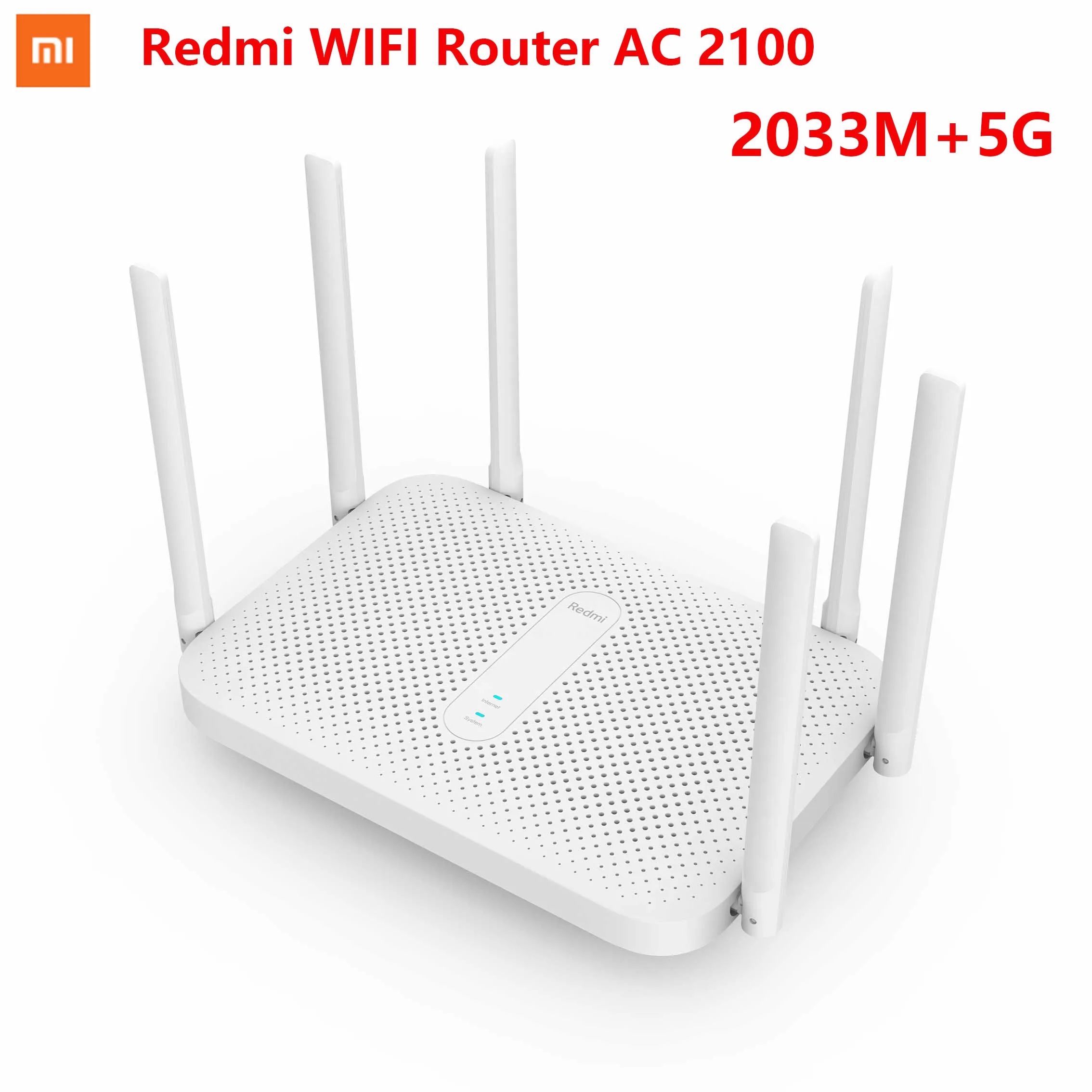 Xiaomi Redmi AC2100 маршрутизатор Gigabit 2,4G 5,0 ГГц двухдиапазонный 2033 Мбит/с беспроводной маршрутизатор Wifi повторитель с 6 антеннами с высоким коэффициентом усиления шире