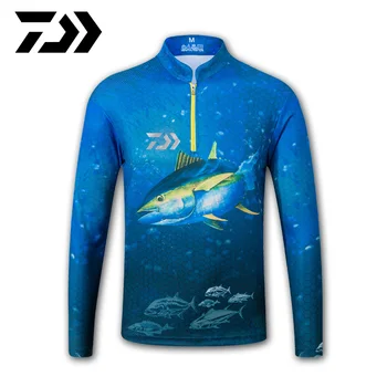 

Daiwa Long Sleeve Ultra-thin Fishing Suit Anti-uv Quick Dry Fishing Clothes Breathable Fishing Shirt Stand Collar Fishing Wear